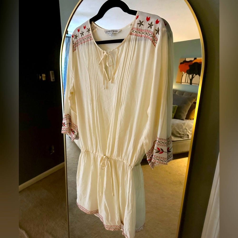 Cupcakes & Cashmere Boho Tunic/Swim Cover Up. Embroidered Details. Long Sleeve
